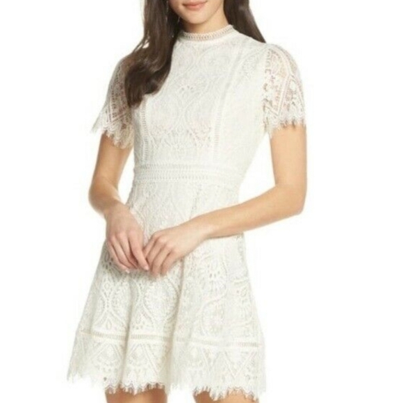 BB Dakota Short Sleeve Lace FitFlare dress - Picture 10 of 11
